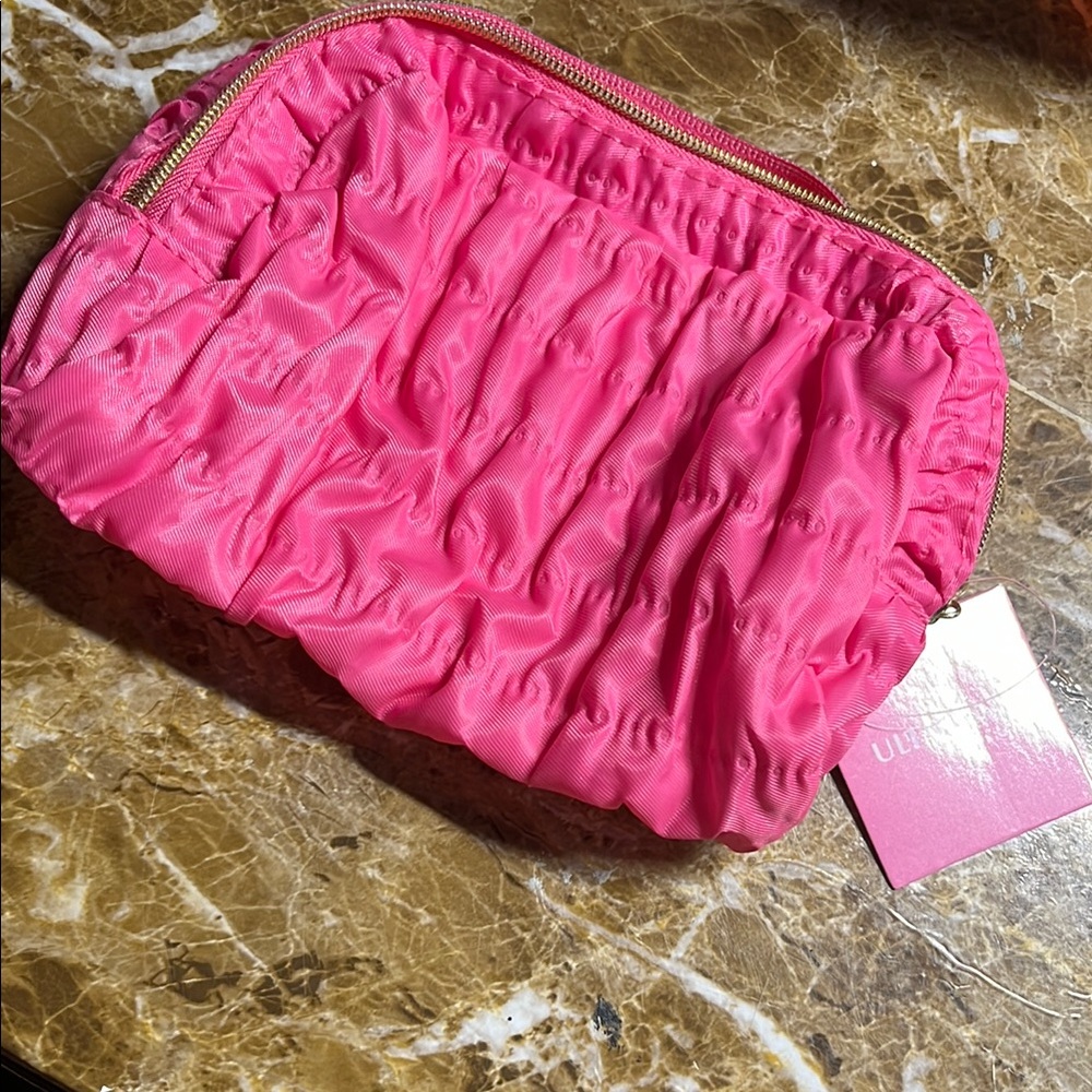 Pink Quilted Cosmetic Bag